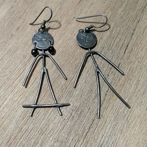 Vintage Man and Woman Stick Figure Earrings